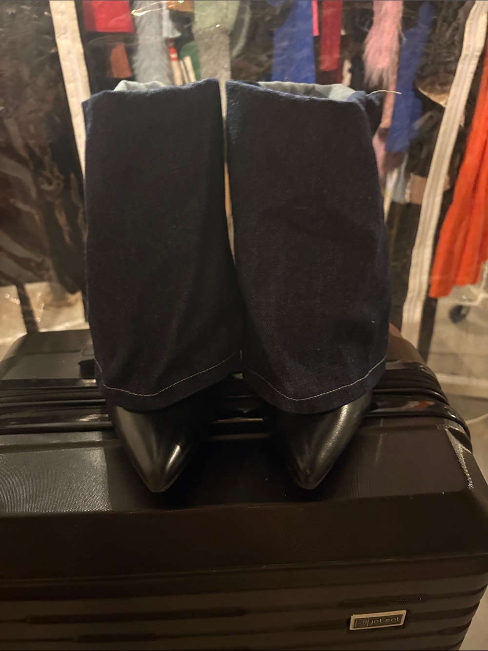 Woman slouch 2 tone dark and light Jean stiletto boots size 8 - Picture 2 of 5